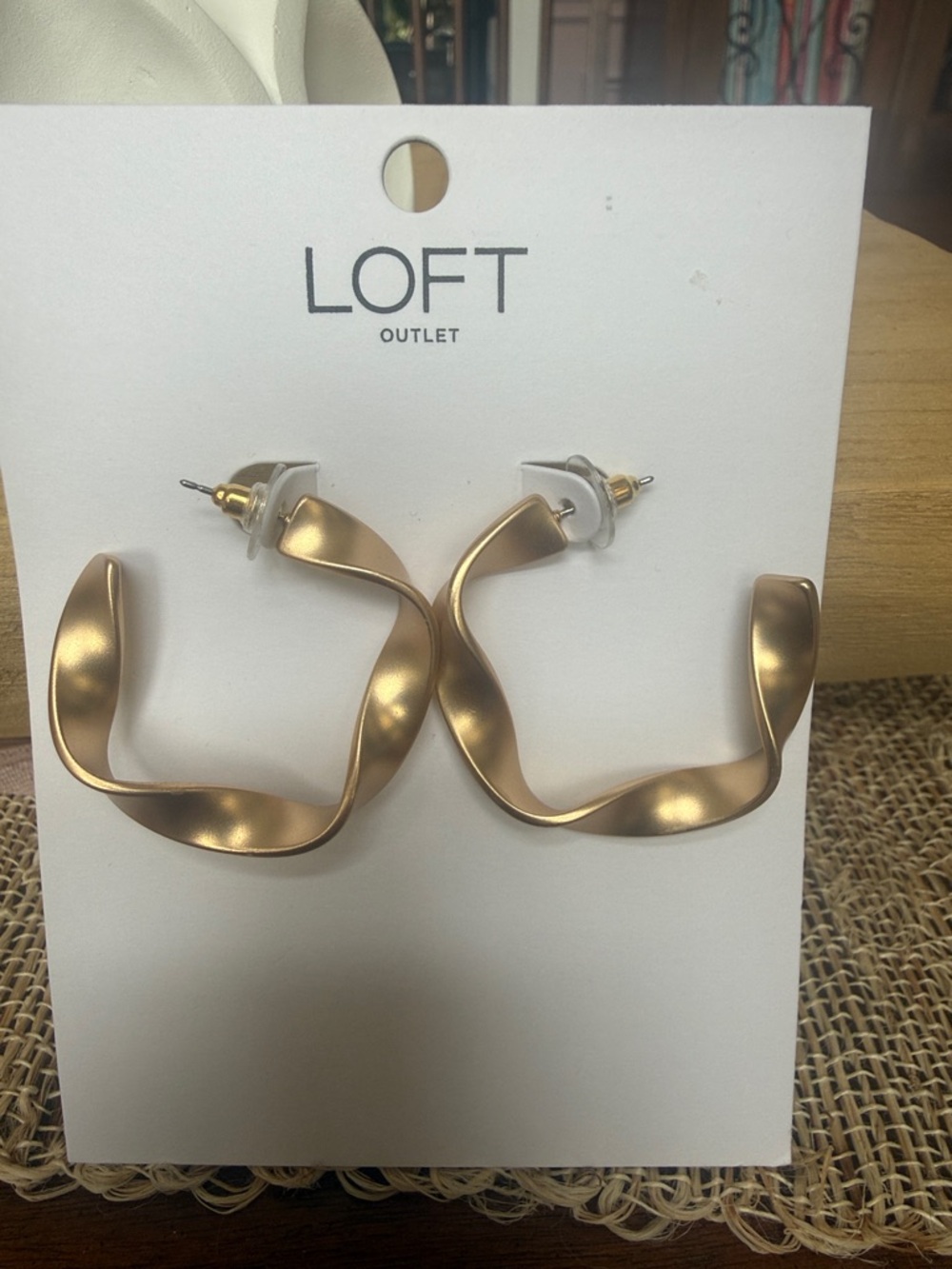 LOFT Gold Tone Twist Hoop Earrings